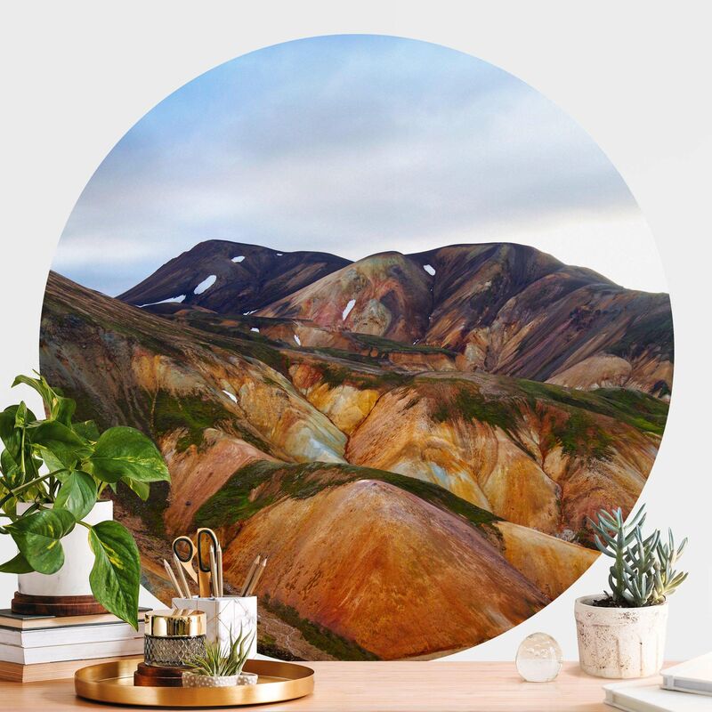 

Papel pintado redondo autoadhesivo - Colourful Mountains In Iceland Dimensión LxA: 200cm x 200cm