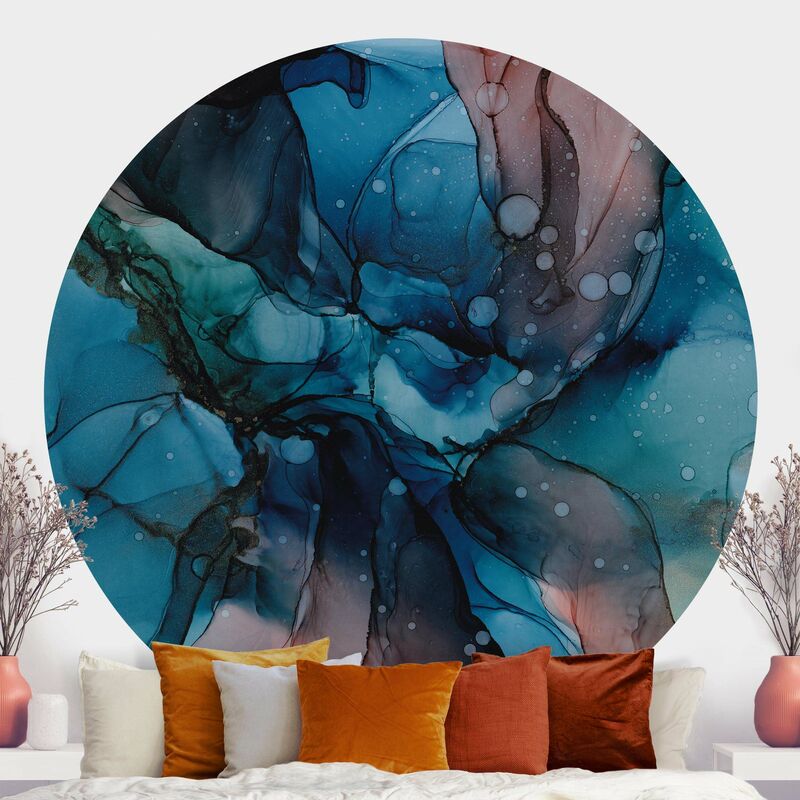 

Bilderwelten - Papel pintado redondo autoadhesivo - Under Water In Petrol And Red With Gold Dimensión LxA: 200cm x 200cm