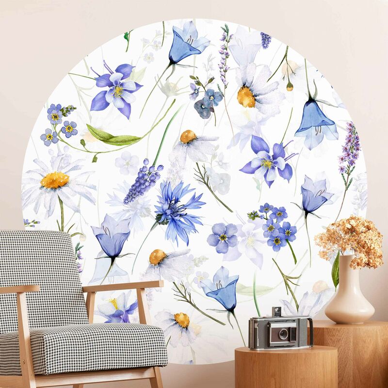 

Papel pintado redondo autoadhesivo - Meadow With Bluebells Dimensión LxA: 122cm x 122cm