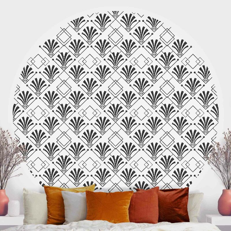 

Papel pintado redondo autoadhesivo - Black Glitter Look With Art Deco Pattern Dimensión LxA: 175cm x 175cm