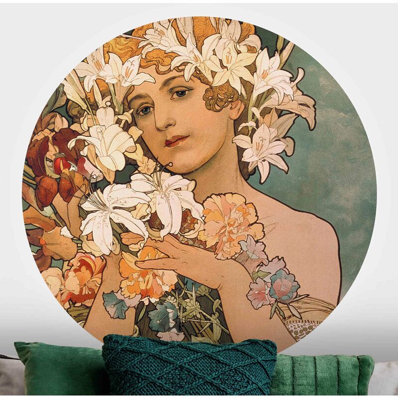 

Papel pintado redondo autoadhesivo - Alfons Mucha - Flower Dimensión LxA: 244cm x 244cm