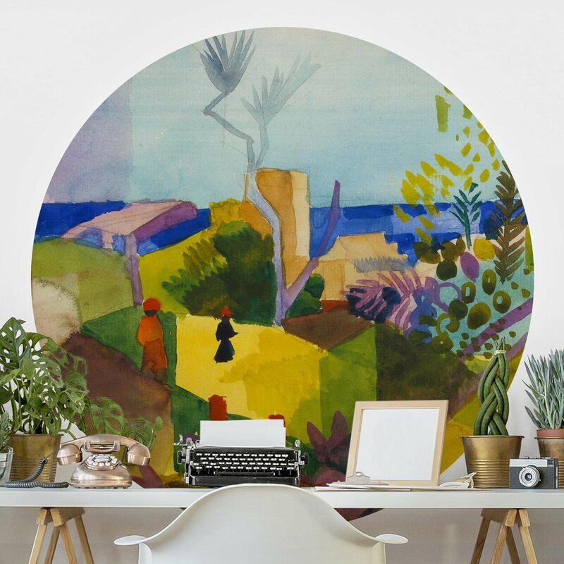 

Papel pintado redondo autoadhesivo - August Macke - Landscape By The Sea Dimensión LxA: 50cm x 50cm