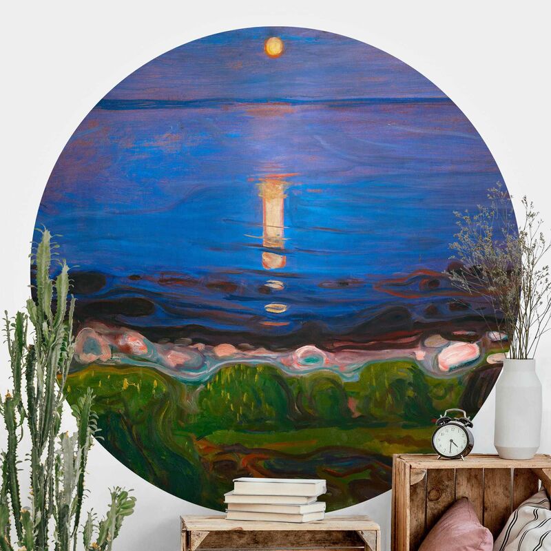 

Papel pintado redondo autoadhesivo - Edvard Munch - Summer Night By The Beach Dimensión LxA: 175cm x 175cm