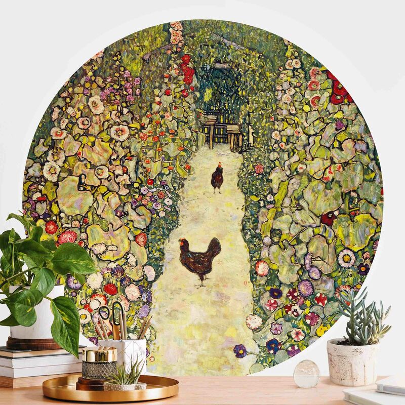 

Papel pintado redondo autoadhesivo - Gustav Klimt - Garden Path with Hens Dimensión LxA: 75cm x 75cm