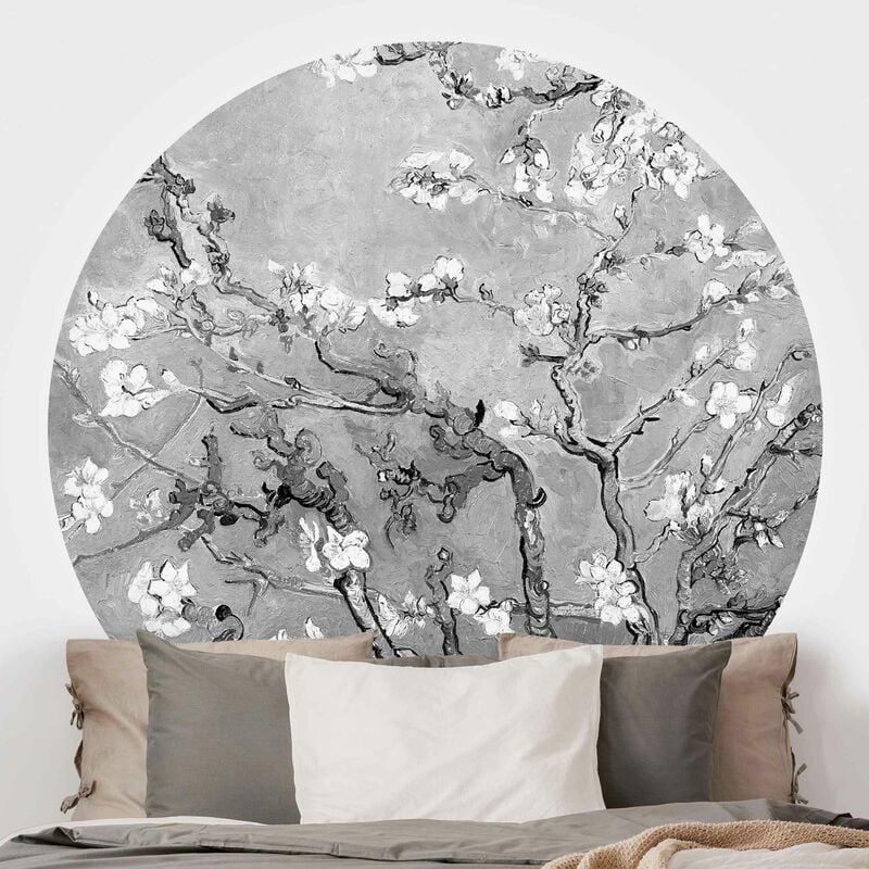 

Papel pintado redondo autoadhesivo - Vincent Van Gogh - Almond Blossom Black And White Dimensión LxA: 50cm x 50cm