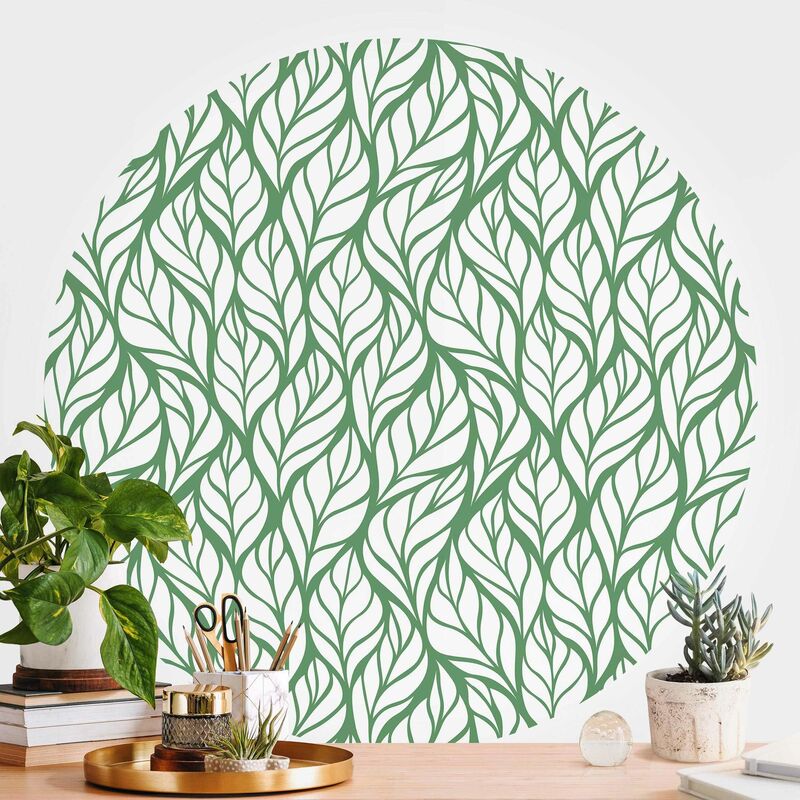 

Papel pintado redondo autoadhesivo - Natural Pattern Large Leaves On Green Dimensión LxA: 200cm x 200cm
