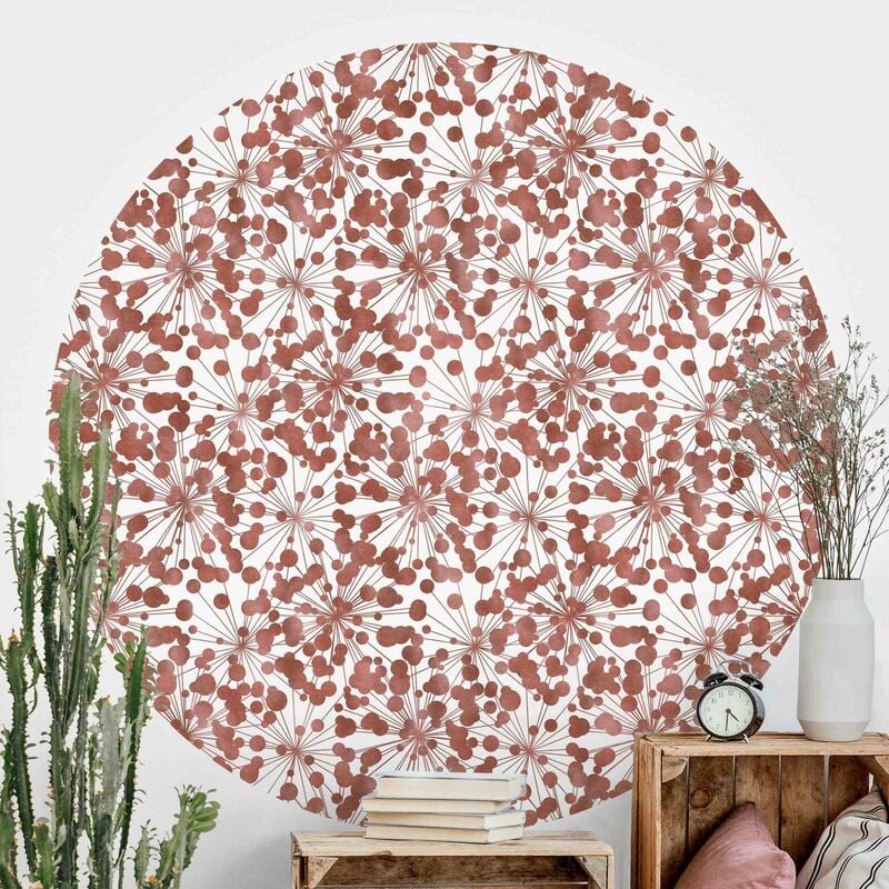 

Papel pintado redondo autoadhesivo - Natural Pattern Dandelion With Points Copper Dimensión LxA: 244cm x 244cm