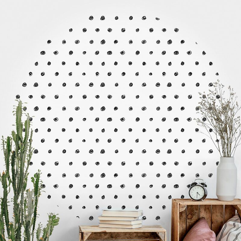 

Papel pintado redondo autoadhesivo - Black Ink Dot Pattern Dimensión LxA: 225cm x 225cm