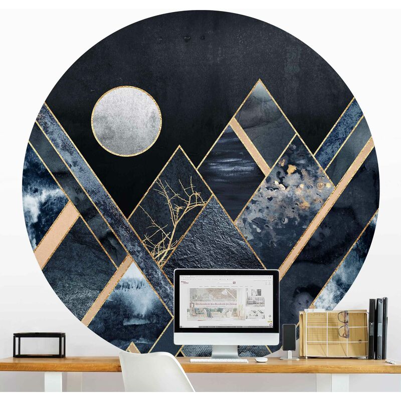 

Papel pintado redondo autoadhesivo - Elisabeth Fredriksson - Golden Moon Abstract Black Mountains Dimensión LxA: 122cm x 122cm