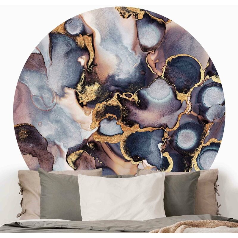 

Papel pintado redondo autoadhesivo - Elisabeth Fredriksson - Marble Watercolor With Gold Dimensión LxA: 244cm x 244cm