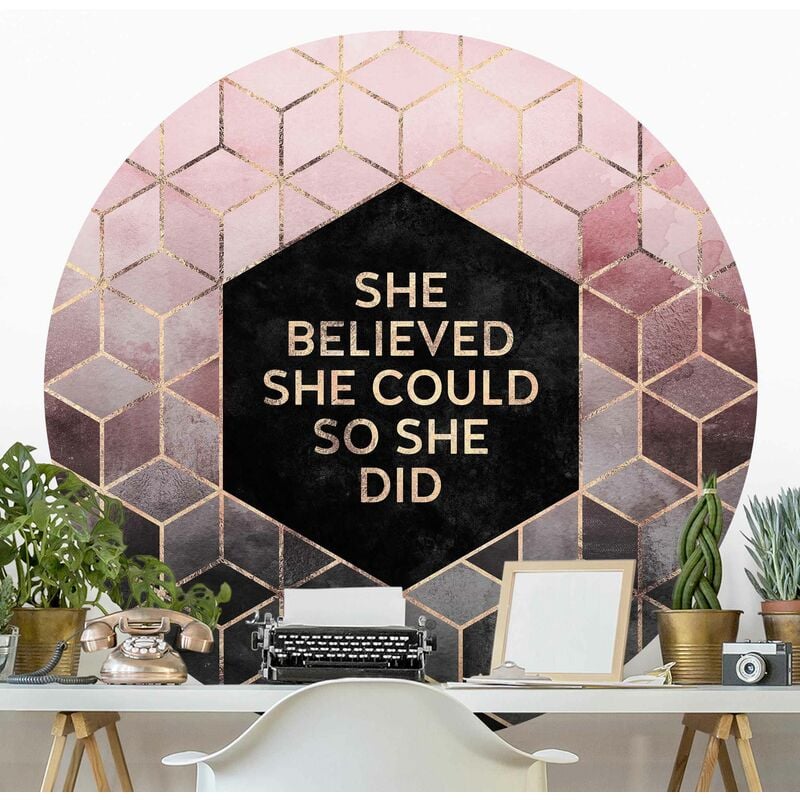 

Papel pintado redondo autoadhesivo - Elisabeth Fredriksson - She Believed She Could Rosé Gold Dimensión LxA: 150cm x 150cm