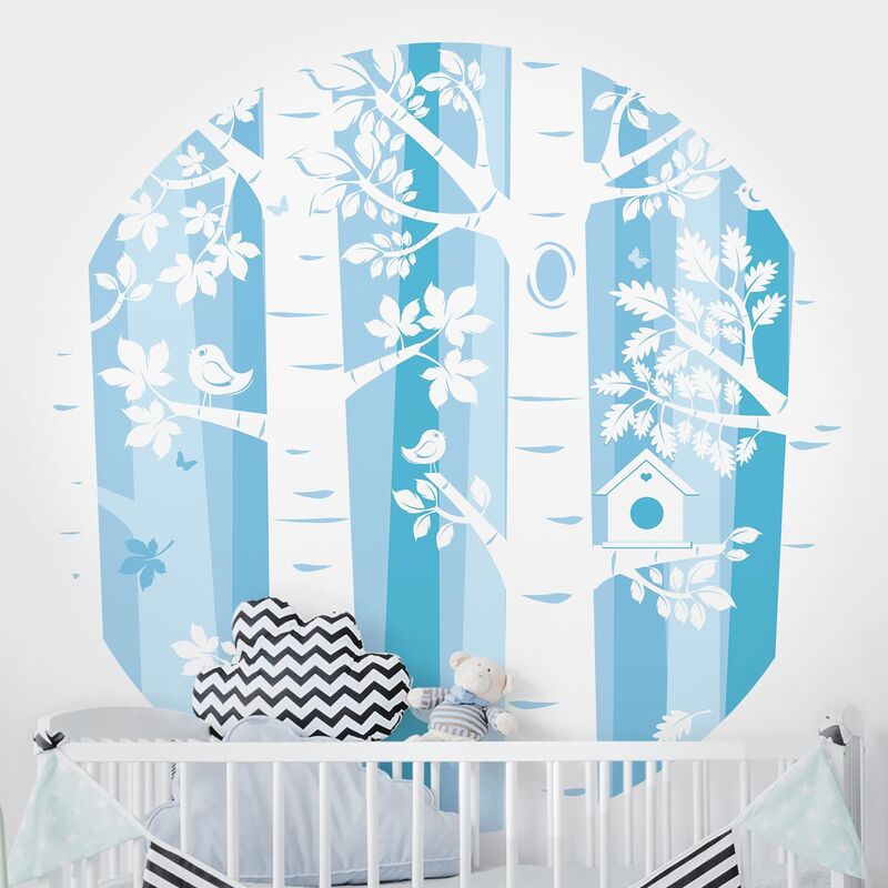 

Papel pintado redondo autoadhesivo - Trees In The Forest Blue Dimensión LxA: 225cm x 225cm