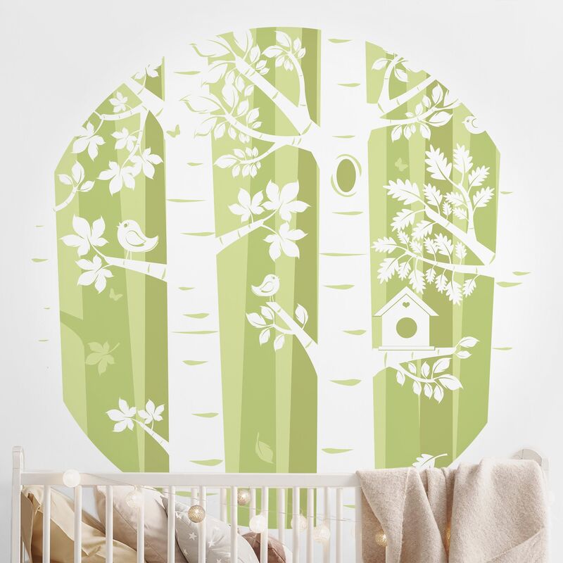 

Papel pintado redondo autoadhesivo - Trees In The Forest Green Dimensión LxA: 75cm x 75cm