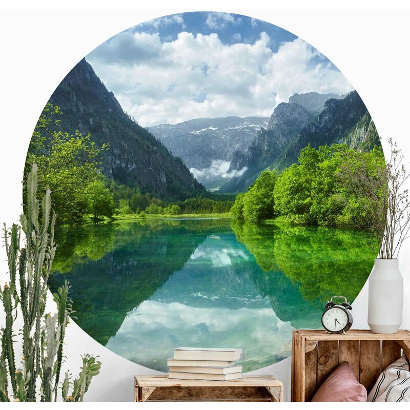 

Bilderwelten - Papel pintado redondo autoadhesivo - Mountain Lake With Reflection Dimensión LxA: 200cm x 200cm