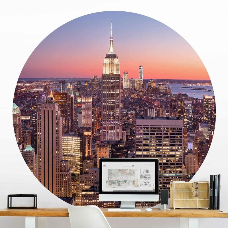 

Papel pintado redondo autoadhesivo - Sunset Manhattan New York City Dimensión LxA: 244cm x 244cm