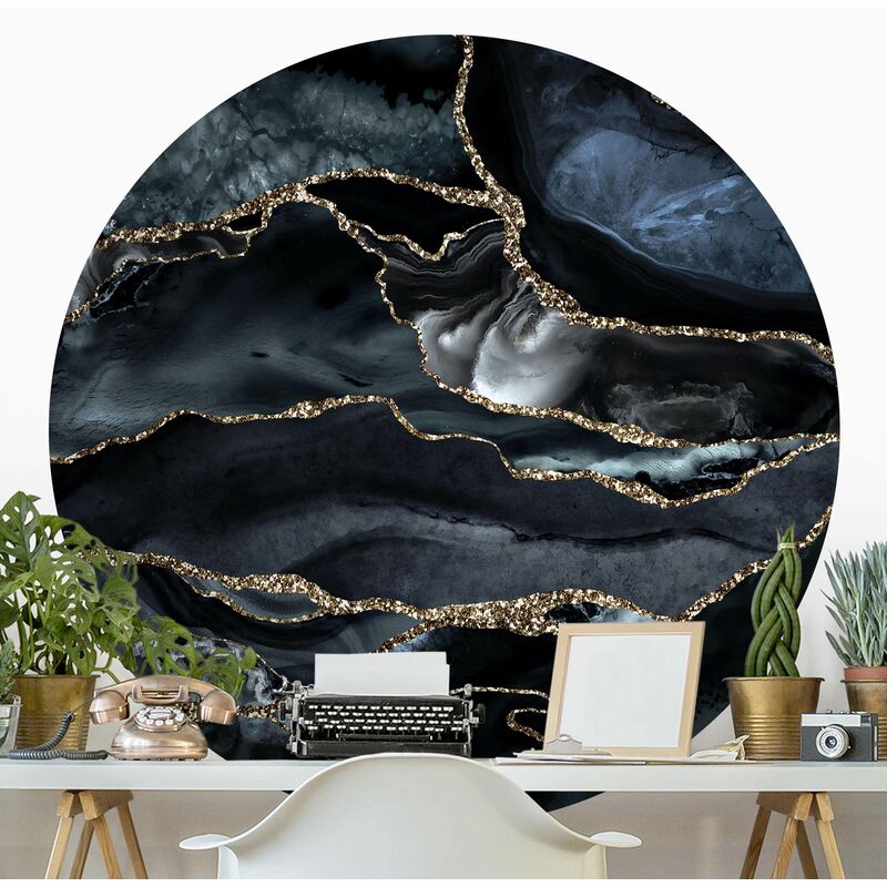 

Papel pintado redondo autoadhesivo - Black With Glitter Gold Dimensión LxA: 75cm x 75cm