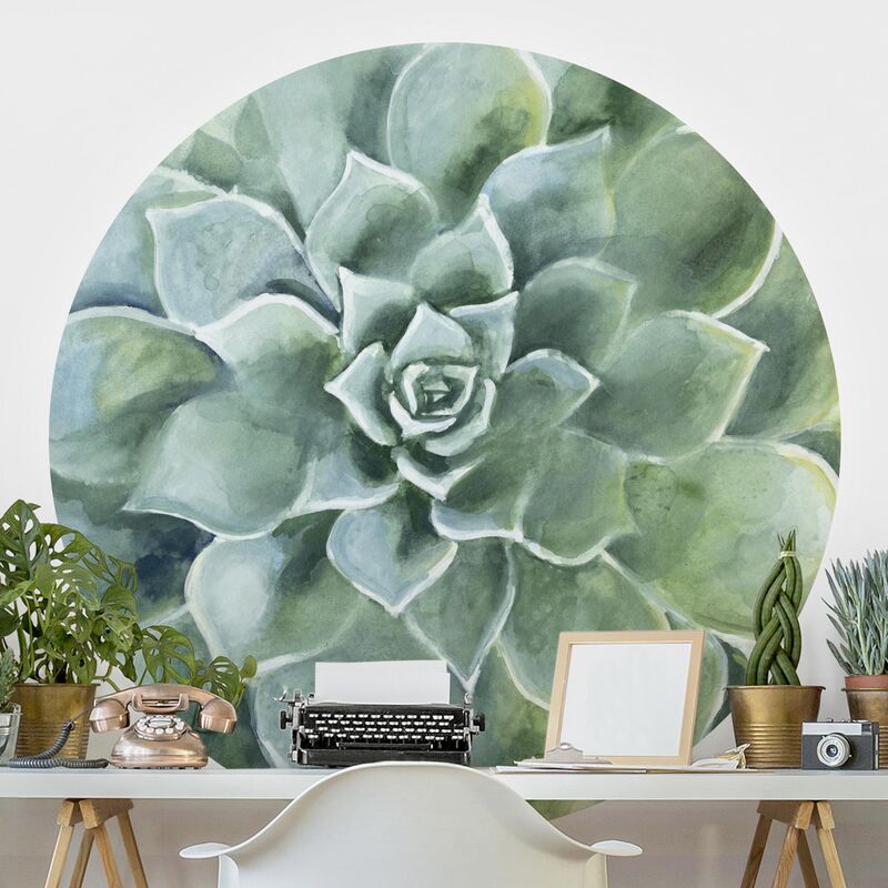 

Papel pintado redondo autoadhesivo - Succulent Watercolor Dark Dimensión LxA: 150cm x 150cm