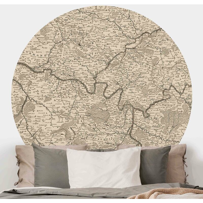 

Papel pintado redondo autoadhesivo - Vintage Map France Dimensión LxA: 100cm x 100cm