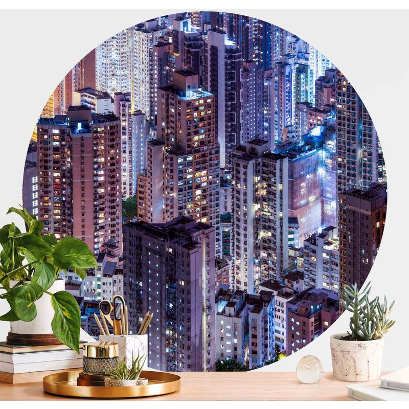 

Papel pintado redondo autoadhesivo - Hong Kong Sea Of Lights Dimensión LxA: 100cm x 100cm
