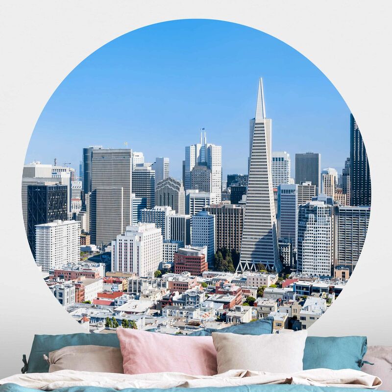 

Papel pintado redondo autoadhesivo - San Francisco Skyline Dimensión LxA: 100cm x 100cm