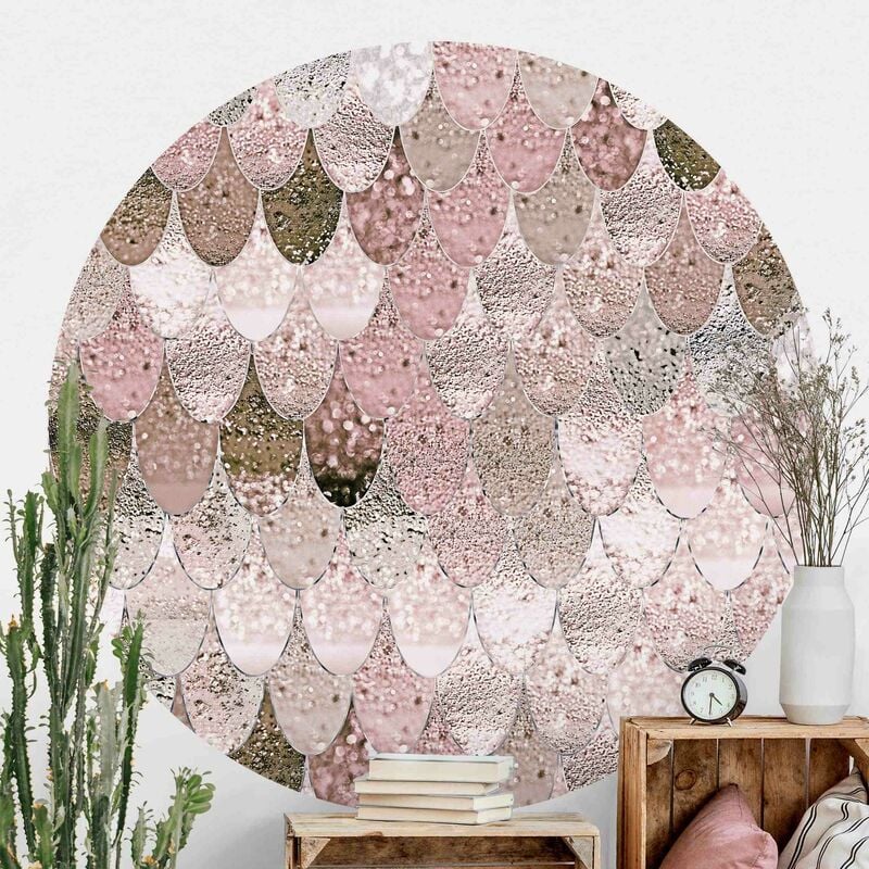 

Papel pintado redondo autoadhesivo - Mermaid Magic In Rose-Beige Dimensión LxA: 122cm x 122cm