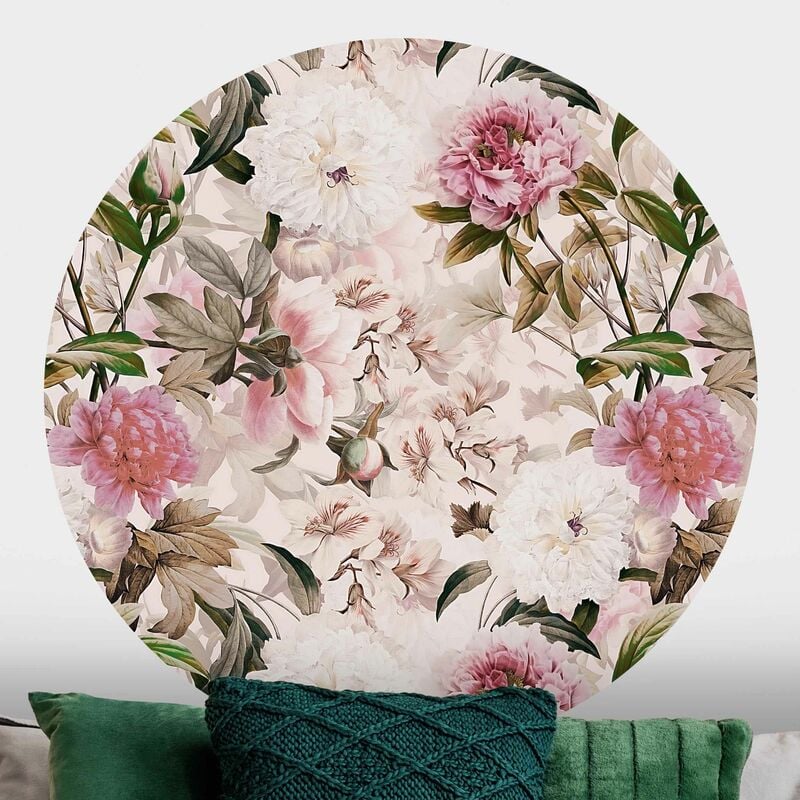 

Papel pintado redondo autoadhesivo - Illustrated Peonies In Light Pink Dimensión LxA: 122cm x 122cm