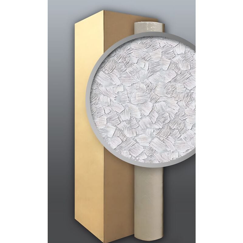 

80309BR60 Papel pintado XXL no tejido blanco pintable con textura de estuco espatulado 4 rollos para 106 m2 - Edem