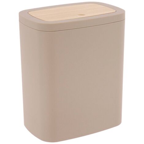 Papelera abs goma+pvc bambú 5l - beige - Tendance