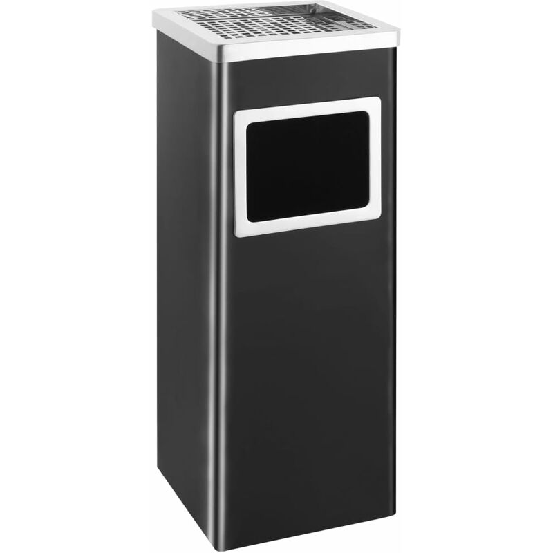 

Happyshopping - Papelera con cenicero de acero negro 36 L