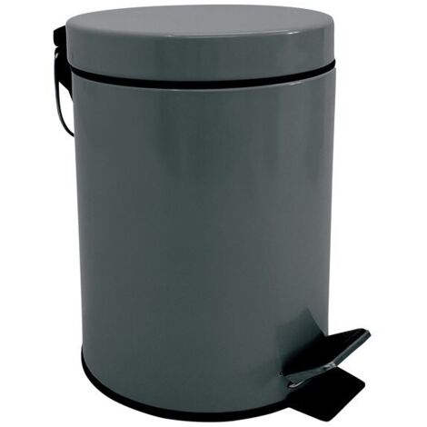 Papelera con Pedal Acero Inoxidable 3L Gris Oscuro MSV