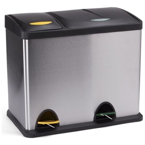 Papelera con pedal de acero inoxidable con clasificación selectiva 18L+8L MSV