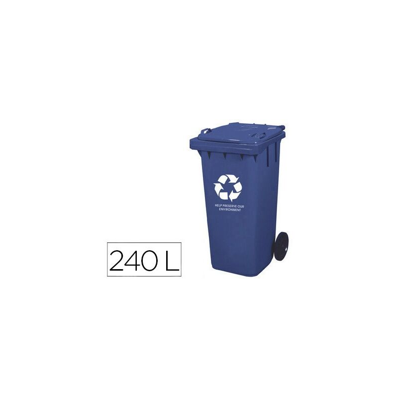 

Papelera contenedor q-connect plastico con tapadera 240l color azul 1040x620x610 mm con ruedas