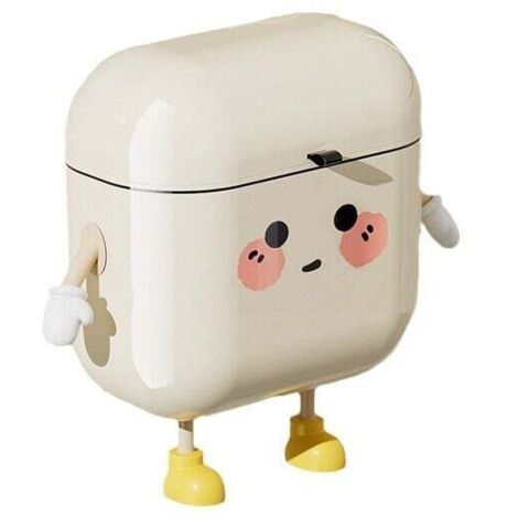 Papelera de baño, de pared, sin perforaciones, para inodoros de cocina, impermeable, aplicable, color blanco crema - 9 l