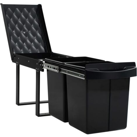 Papelera de cocina extraíble con cierre suave 48 litros negro 020006061