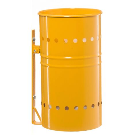 Papelera de exterior Andrys con soporte amarillo sin poste 26x26x42cm