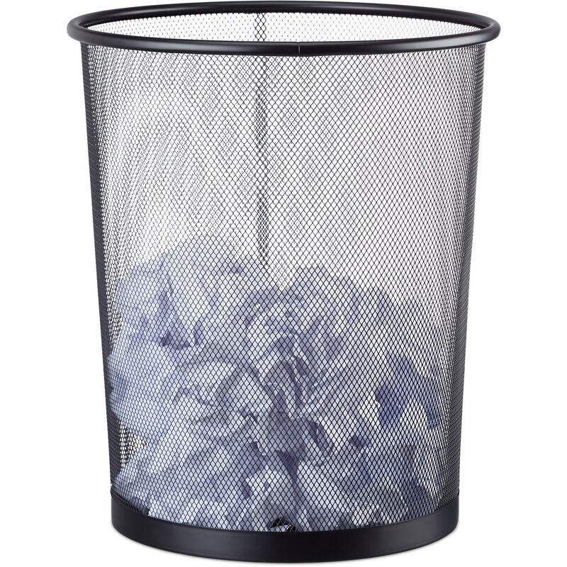 

Papelera de Metal Enrejado, Cubo Basura Rejilla, Bote para Oficina, Despacho, 20 Litros, 30 cm Ø, 35 cm, Negro