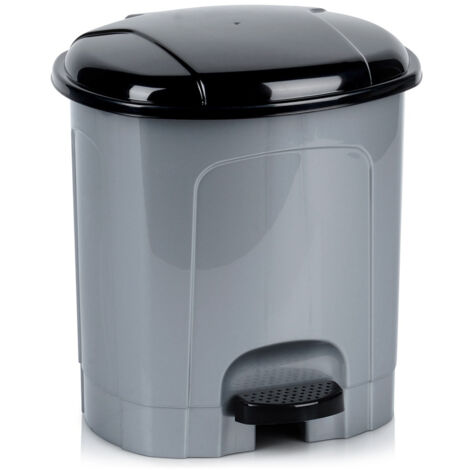 Papelera de plástico con pedal, gris, 5,5 l