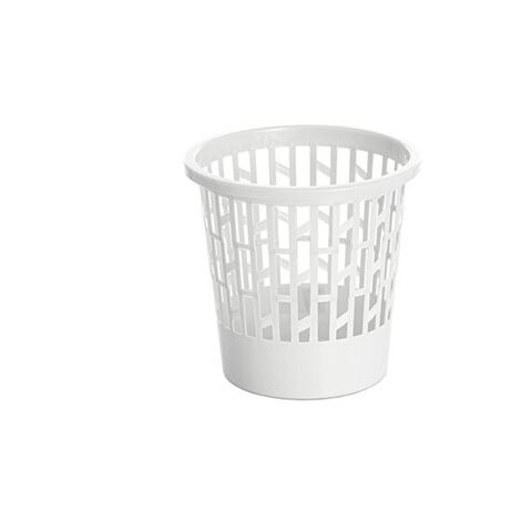 Papelera de plástico de rejilla Ø28x27cm de 12 litros de capacidad color blanco