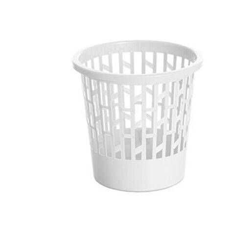 Papelera de plástico de rejilla Ø28x27cm de 12 litros de capacidad color blanco