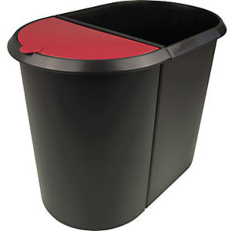 Papelera Duo-System negro/rojo