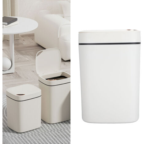 [Papelera inteligente] + [Papelera sensorial] + [Multifuncional] + [Blanco, 12 l, 23 x 20 x 28 cm, ABS PP, Sensor/Aplauso/Toque]
