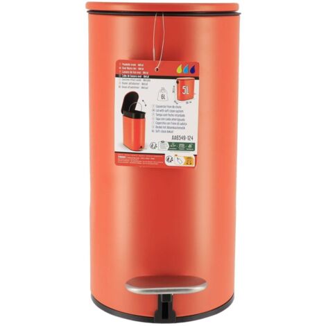 Papelera metálica ovalada de 5l con freno de pedal acero inoxidable - terre de sienne - Tendance