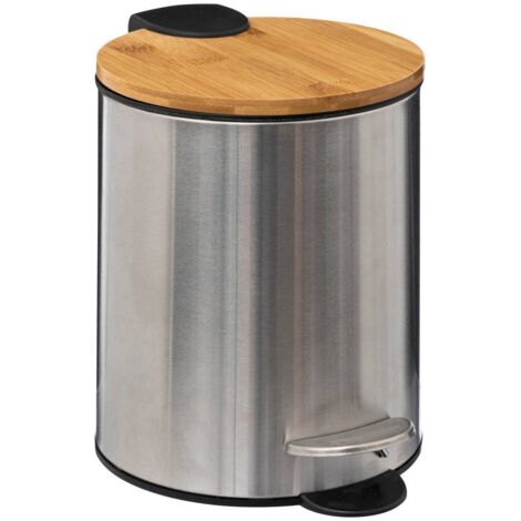 Papelera metálica soft close 3l bambú metal - 5five