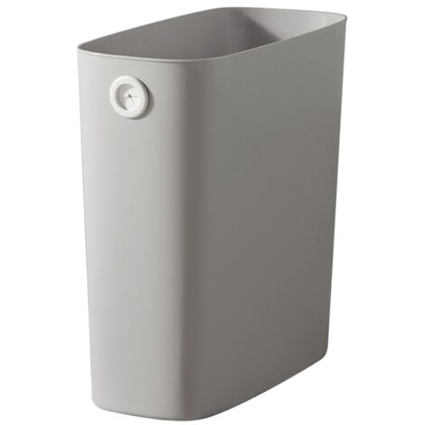 Papelera pequeña, delgada y abierta de plástico PP/TPR para baño, oficina, dormitorio, cocina, gris cálido.