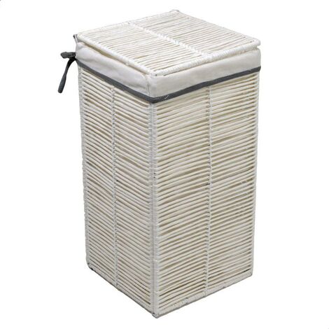 Papelera plegable cuadrada blanca paper hilary cm31x31h60