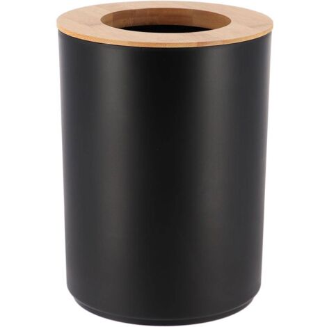 Papelera pp con tapa de bambú 5l - bambú negro - Tendance