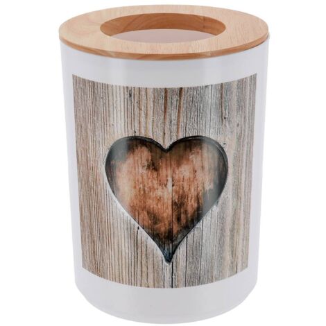 Papelera pp impresa con tapa de madera 5l - love - Tendance