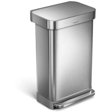 papelera rectangular con pedal 45l acero inoxidable cepillado - cw2024 - simplehuman -