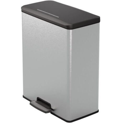 Papelera Rectangular - DECO BIN - CURVER - 65L - Diseño moderno - 49 x 29 x 61 cm - Gris metalizado