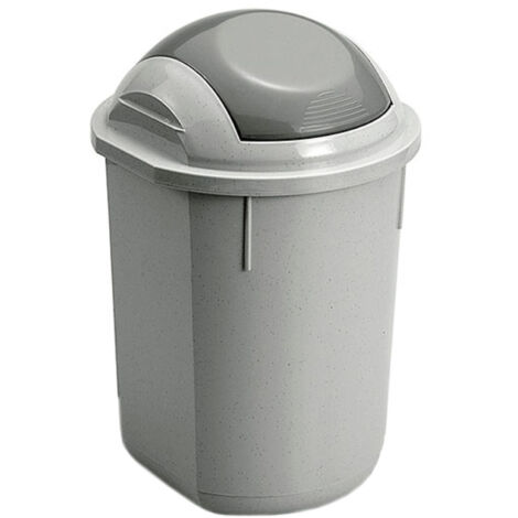 Papelera Redonda con Tapa Gris 40 Litros 7house